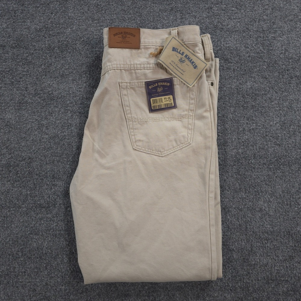 Bills Khakis Jeans Mens 37x30 Beige 5 Pocket Canvas Denim Dress Made USA NEW